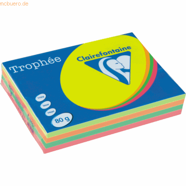 3329680170504 - Kopierpapier Trophee 1705C farbig sortiert pastell A4 80g  3329680170504 500 Blatt