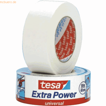 6 x Tesa Reparaturband Extra Power universal 48mm x 50m weiß