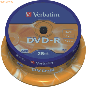 Verbatim DVD-Rohlinge DVD-R 4,7GB/16x auf Spindel VE=25 Stück