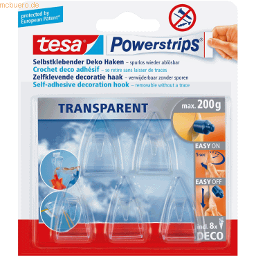 Tesa Powerstrips Deco Haken transparent VE=5 Stück