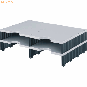 Styro Aufbaueinheit Duo 4 Fächer grau/schwarz