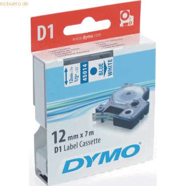Dymo Etikettenband Dymo D1 12mm/7m blau/weiß