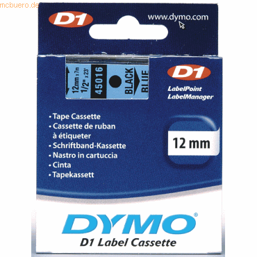 Dymo Etikettenband Dymo D1 12mm/7m schwarz/blau