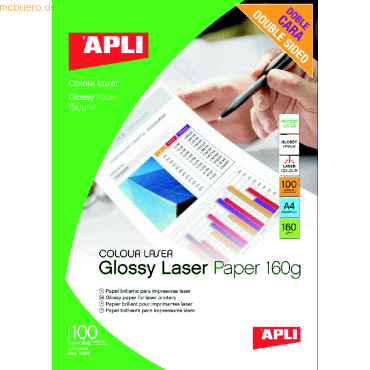 8410782118176 - Fotopapier Laser A4 160g qm glossy beidseitig VE=100 Blatt