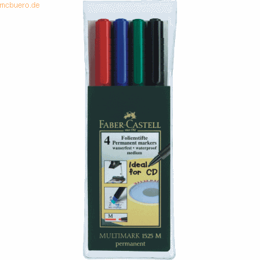 Faber Castell Folienschreiber permanent M VE=4 Stück 4 Farben