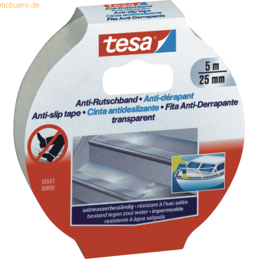 Tesa Anti-Rutschband 25mm x 5m transparent stabil und belastbar