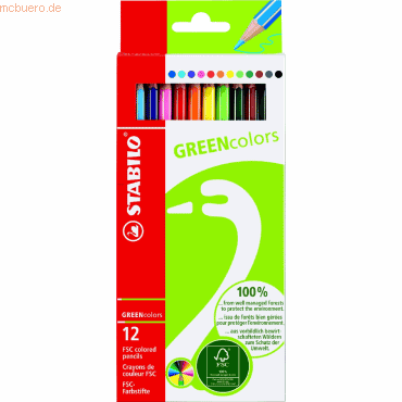 Stabilo Farbstifte GREENcolors Etui mit 12 Stiften