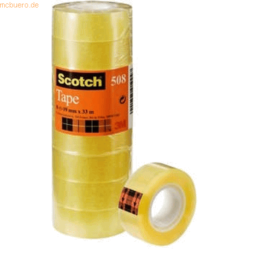 4001895919947 - Scotch Klebefilm 508 transparent 19 mm x 33 m Kerndurchmesser 25 mm von Hand reißbar (5081933)