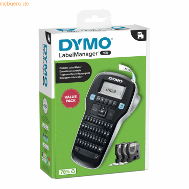 3026981810121 - Komplettset Etikettendrucker DYMO® LabelManager™ 160 mit Schnellformatierungstasten + 3 x D1-Schriftband L 7 m x B 12 mm schwarz auf weiß 3026981810121 - Komplettset Etikettendrucker DYMO® LabelManager™ 160 mit Schnellformatierungstasten + 3 x D1-Schriftband L 7 m x B 12 mm schwarz auf weiß