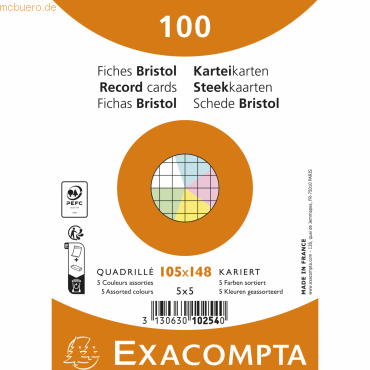 3130630102540 - Karteikarten 10254E je 20 x blau gelb grün rosa weiß kariert 205g 3130630102540 100 Stück 3130630102540 - Karteikarten 10254E je 20 x blau gelb grün rosa weiß kariert 205g 3130630102540 100 Stück