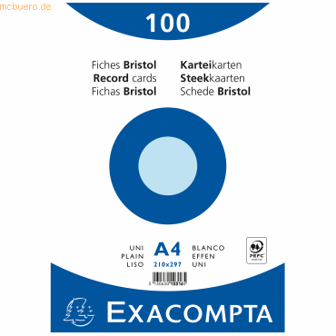 3130630103165 - Karteikarten 10316E blau A4 blanko 205g 3130630103165 100 Stück 3130630103165 - Karteikarten 10316E blau A4 blanko 205g 3130630103165 100 Stück
