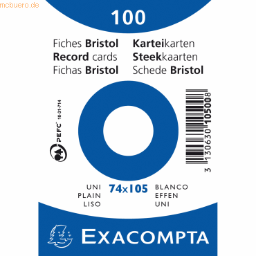 3130630105008 - Karteikarten 10500SE weiß A7 blanko 205g 3130630105008 100 Stück 3130630105008 - Karteikarten 10500SE weiß A7 blanko 205g 3130630105008 100 Stück