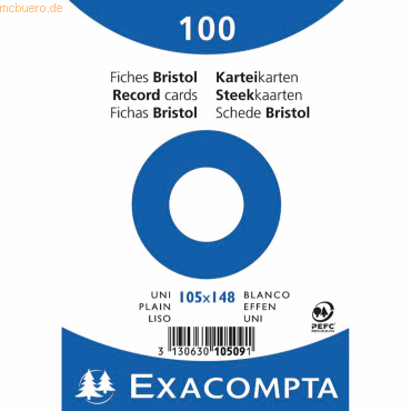 3130630105091 - Karteikarten 10509E weiß A6 blanko 205g 3130630105091 100 Stück 3130630105091 - Karteikarten 10509E weiß A6 blanko 205g 3130630105091 100 Stück