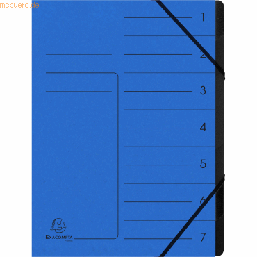 3130635407022 - Ordnungsmappe 540702E DIN A4 7Fächer Karton blau 3130635407022 Exacompta 3130635407022 - Ordnungsmappe 540702E DIN A4 7Fächer Karton blau 3130635407022 Exacompta