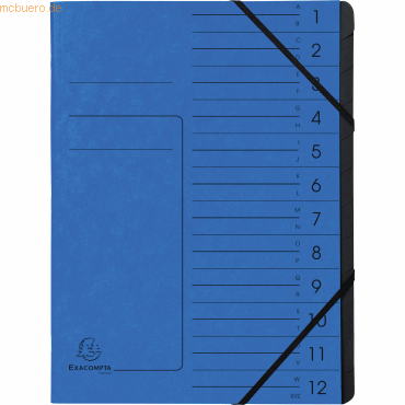 3130635412026 - Ordnungsmappe 541202E DIN A4 12Fächer Karton blau 3130635412026 Exacompta