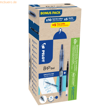3131910556206 - Gelschreiber PILOT Bottle 2 Pen BeGreen blau Strichbreite 04 mm dokumentenecht nachfüllbar 89 % Recyclingmaterial 10 Stück + 10 Minen blau 3131910556206 - Gelschreiber PILOT Bottle 2 Pen BeGreen blau Strichbreite 04 mm dokumentenecht nachfüllbar 89 % Recyclingmaterial 10 Stück + 10 Minen blau