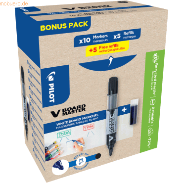 3131910556275 - AKTION PILOT V-Board Master Greenpack Whiteboard-Marker-Set schwarz 20 - 50 mm 1 Set + GRATIS 5 Nachfülltuschen 3131910556275 - AKTION PILOT V-Board Master Greenpack Whiteboard-Marker-Set schwarz 20 - 50 mm 1 Set + GRATIS 5 Nachfülltuschen