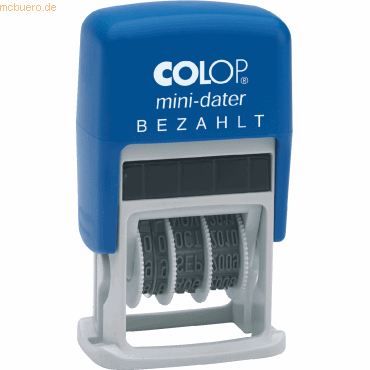 9004362302193 - COLOP Datumstempel mit Text Bezahlt Mini-Dater S 160 L selbstfärbend blau rot