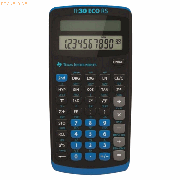 3243480107037 - TEXAS INSTRUMENTS TI-30 ECO RS Wissenschaftlicher Taschenrechner schwarz blau