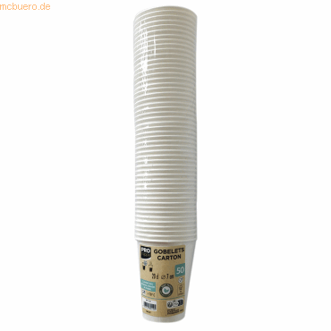 3281510891105 - Pappbecher ProNappe Inhalt 02 l besonders stabil ohne Kunststoffzusätze Ø 75 x H 345 mm recycelbarer FSC®-Karton weiß 50 Stück