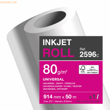 3329680001051 - Plotterpapier Clairjet Universal 2596C A0+ 914mm x 50m hochweiß 80g 3329680001051 50 Meter 3329680001051 - Plotterpapier Clairjet Universal 2596C A0+ 914mm x 50m hochweiß 80g 3329680001051 50 Meter