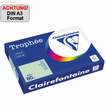 3329680004830 - Kopierpapier Trophée Color 1882PC A3 80g hellgrün 3329680004830 500 Blatt 3329680004830 - Kopierpapier Trophée Color 1882PC A3 80g hellgrün 3329680004830 500 Blatt