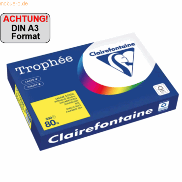 3329680005035 - Kopierpapier Trophée Color 1887PC A3 80g kanariengelb 3329680005035 500 Blatt 3329680005035 - Kopierpapier Trophée Color 1887PC A3 80g kanariengelb 3329680005035 500 Blatt