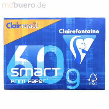 Clairefontaine Kopierpapier A4 Clairmail smart 60g/qm weiß VE=500 Blat