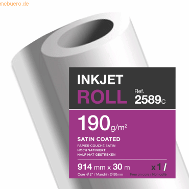 3329680258905 - Plotterpapier Clairjet Satin Coated 2589C A0+ 914mm x 30m weiß 190g 3329680258905 30 Meter 3329680258905 - Plotterpapier Clairjet Satin Coated 2589C A0+ 914mm x 30m weiß 190g 3329680258905 30 Meter