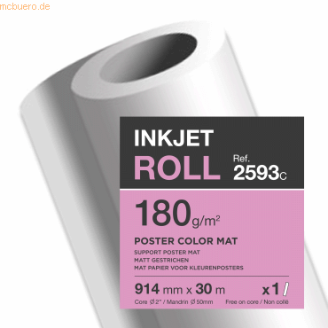 3329680259308 - Plotterpapier Clairjet Poster Color Matt 2593C A0+ 914mm x 30m hochweiß 180g 3329680259308 30 Meter 3329680259308 - Plotterpapier Clairjet Poster Color Matt 2593C A0+ 914mm x 30m hochweiß 180g 3329680259308 30 Meter