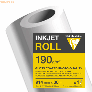 3329680261301 - Plotterpapier Clairjet Glossy Coated 2613C A0+ 914mm x 30m weiß 190g 3329680261301 30 Meter 3329680261301 - Plotterpapier Clairjet Glossy Coated 2613C A0+ 914mm x 30m weiß 190g 3329680261301 30 Meter