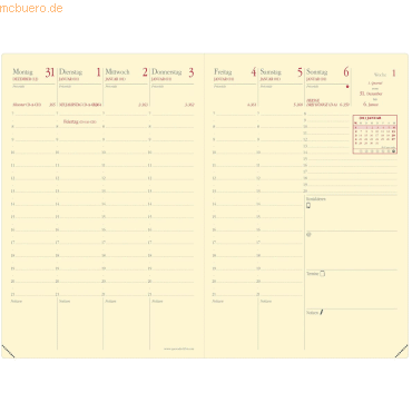 3371010136780 - Einlage Kalender 28652122MQ Geschäftbus Prestige 1 Woche   2 Seiten 10x15cm (BxH) (A5) 2025 3371010136780 Quo Vadis