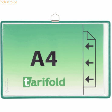 Tarifold Sichttafel A4 quer grün 10 Stück mit 5 Aufsteckreitern 25mm