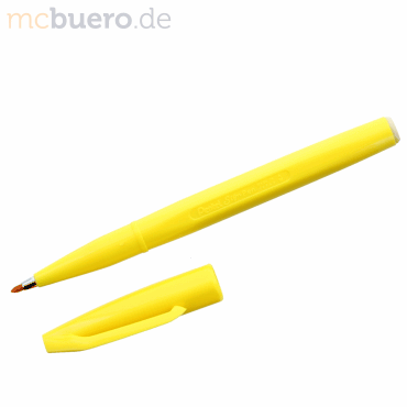 12 x Pentel Faserschreiber Sign Pen 0,8mm Rundspitze gelb