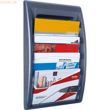 3660141133394 - Prospekthalter Quickfit 395 x 65 x 95 cm (b x h x t) din A4 quer Polystyrol anthrazit 4 Fächer