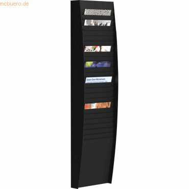 3660141170153 - Paperflow - Prospekthalter 273 x 112 x 129 cm (b x h x t) din A4 Polystyrol schwarz 25 Fächer Verwendung für Papierformat din A4