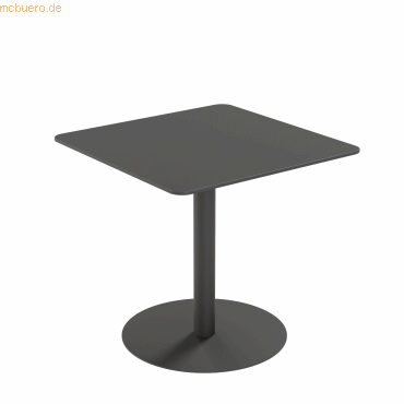 3660141226805 - Paperflow Outdoor-Tisch Cross quadratisch Tellerfuß B 800 x T 800 x H 750 mm grau mattschwarz