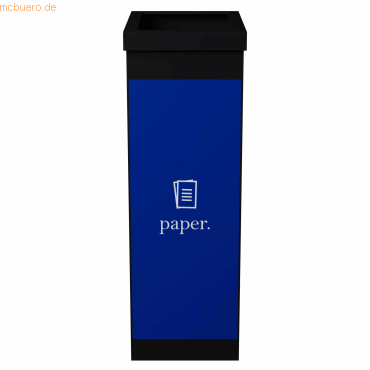 3660141280067 - Wertstoffsammler Paperflow Volumen 60 l für Papier mit abnehmbarem Deckel & Piktogramm erweiterbar L 363 x B 263 x H 760 mm Polystyrol blau-schwarz 3660141280067 - Wertstoffsammler Paperflow Volumen 60 l für Papier mit abnehmbarem Deckel & Piktogramm erweiterbar L 363 x B 263 x H 760 mm Polystyrol blau-schwarz