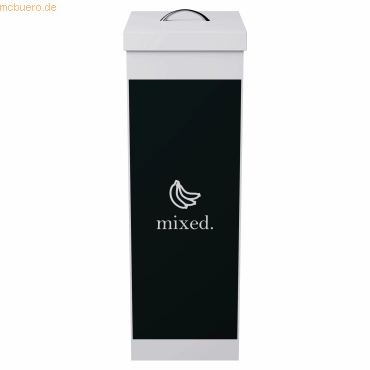 3660141280111 - Wertstoffsammler Paperflow Volumen 60 l für Restmüll mit abnehmbarem Deckel & Piktogramm erweiterbar L 363 x B 263 x H 760 mm Polystyrol schwarz-weiß