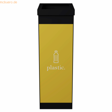 3660141280142 - Wertstoffsammler Paperflow Volumen 60 l für Kunststoff mit abnehmbarem Deckel & Piktogramm erweiterbar L 363 x B 263 x H 760 mm Polystyrol gelb-schwarz