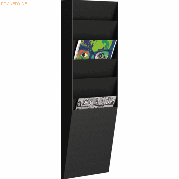 3660141881936 - Paperflow Prospekthalter A4V1X601 Prospekthalter Schwarz DIN A4 Anzahl der Fächer 6 1 St (B x H x T) 236 x 712 x 83 mm