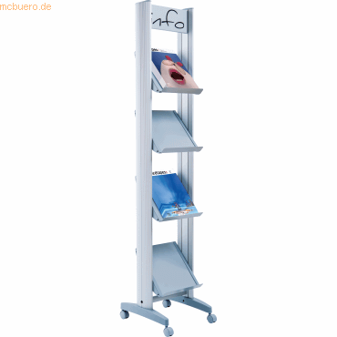 3660141882148 - Paperflow DIN A4 Prospektständer Silber 424X32TM35 330 (B) x 385 (T) x 1678 (H) mm 3660141882148 - Paperflow DIN A4 Prospektständer Silber 424X32TM35 330 (B) x 385 (T) x 1678 (H) mm