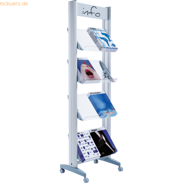 3660141882179 - Paperflow Mobiler Metall-Prospektständer mit Plexiglasböden Breite 500 mm 3660141882179 - Paperflow Mobiler Metall-Prospektständer mit Plexiglasböden Breite 500 mm