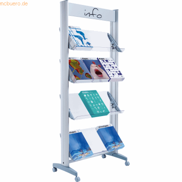 3660141882193 - Paperflow DIN A4 Prospektständer Silber 12A4TT35 720 (B) x 385 (T) x 1678 (H) mm 3660141882193 - Paperflow DIN A4 Prospektständer Silber 12A4TT35 720 (B) x 385 (T) x 1678 (H) mm