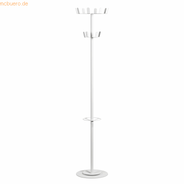 3660141956405 - Garderobenständer Paperflow® 12 Haken mit Schirmhalter & Tropfmulde B 350 x T 350 x H 1750 mm Stahl weiß-weiß 3660141956405 - Garderobenständer Paperflow® 12 Haken mit Schirmhalter & Tropfmulde B 350 x T 350 x H 1750 mm Stahl weiß-weiß