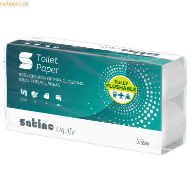 4000735077601 - Toilettenpapier Satino Liquify 070560 3-lagig hochweiß 250 Blatt   Rolle 4000735077601 8 Rolle