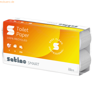 4000735088300 - Toilettenpapier Satino Smart 039010 3-lagig hochweiß 250 Blatt Rolle 4000735088300 2000 Stück 4000735088300 - Toilettenpapier Satino Smart 039010 3-lagig hochweiß 250 Blatt Rolle 4000735088300 2000 Stück