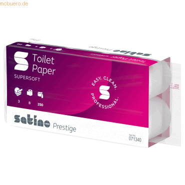 4000735323166 - Toilettenpapier Satino Prestige 071340 3-lagig hochweiß 250 Blatt Rolle 4000735323166 8 Rolle 4000735323166 - Toilettenpapier Satino Prestige 071340 3-lagig hochweiß 250 Blatt Rolle 4000735323166 8 Rolle
