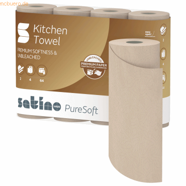 4000735358175 - Satino PureSoft Küchenrolle 2-lagig 26 x 22 cm Softe Premium Küchentücher in Recycling-Qualität aus 100% recyceltem Karton 1 Packung = 4 Rollen à 64 Blatt 4000735358175 - Satino PureSoft Küchenrolle 2-lagig 26 x 22 cm Softe Premium Küchentücher in Recycling-Qualität aus 100% recyceltem Karton 1 Packung = 4 Rollen à 64 Blatt