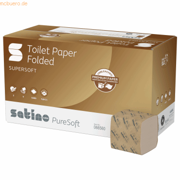4000735358656 - Toilettenpapier Satino PureSoft 066560 2-lagig soft beige 300 Blatt Packung 4000735358656 9000 Blatt 4000735358656 - Toilettenpapier Satino PureSoft 066560 2-lagig soft beige 300 Blatt Packung 4000735358656 9000 Blatt